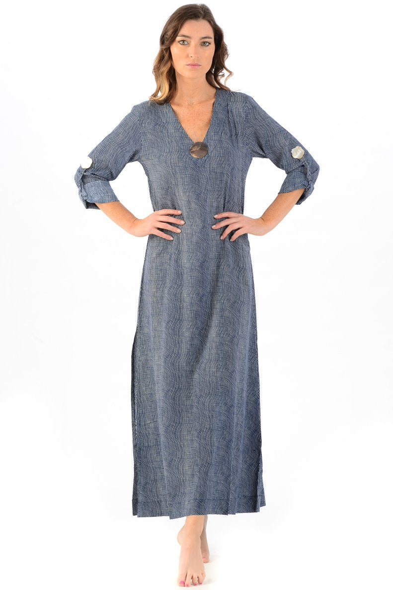 Seychelles Dress-Kaftan Abalone Shell/ Deep Indigo – walker&wade